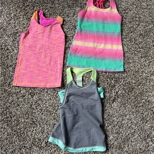 Ivivva Pink and Green Athletic Tank Tops